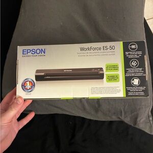 Epson WorkForce ES-50 Portable Scanner — Black with White Box Accents